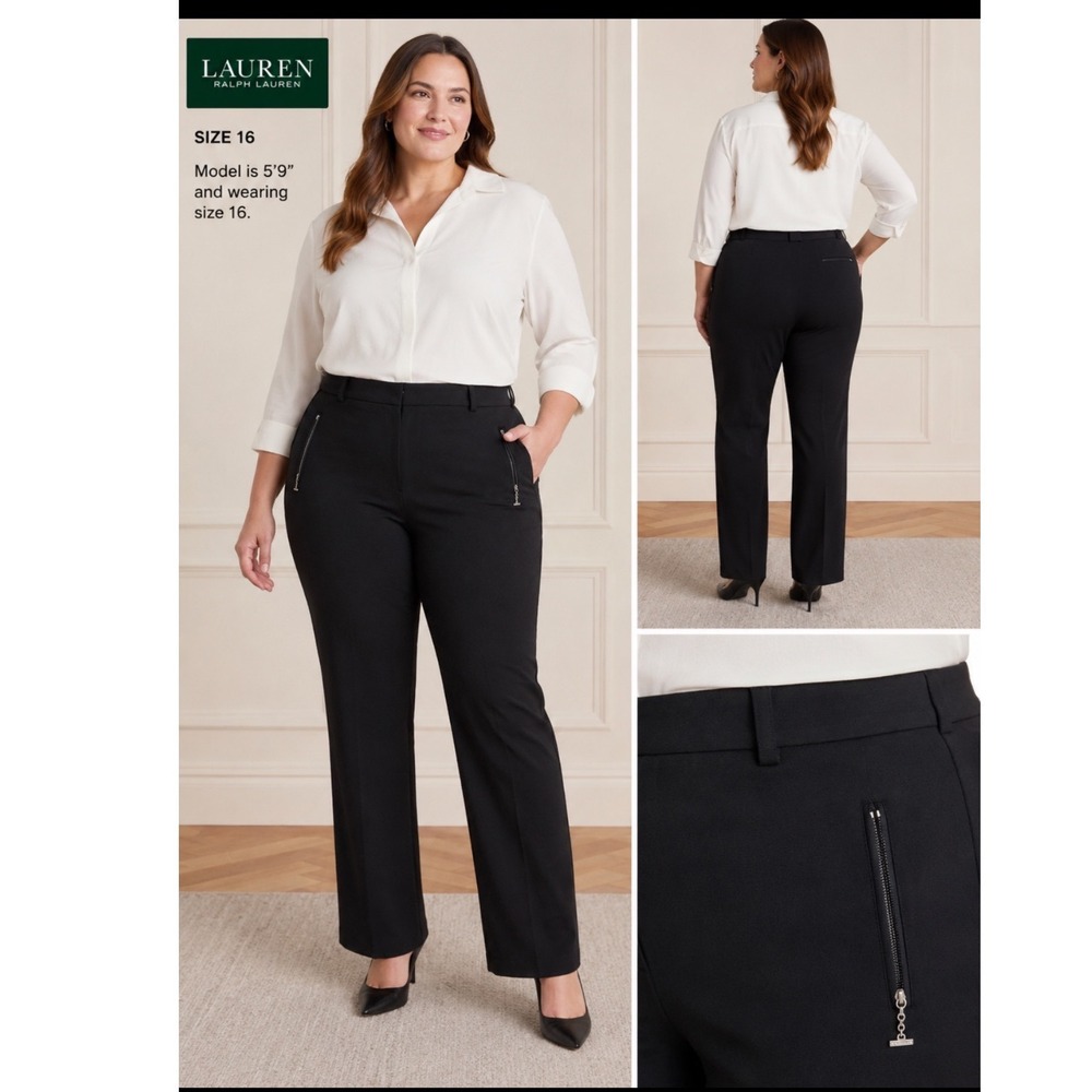 Lauren Ralph Lauren Northern Lights Black Wool Blend Dress Pants Size 16 NWT